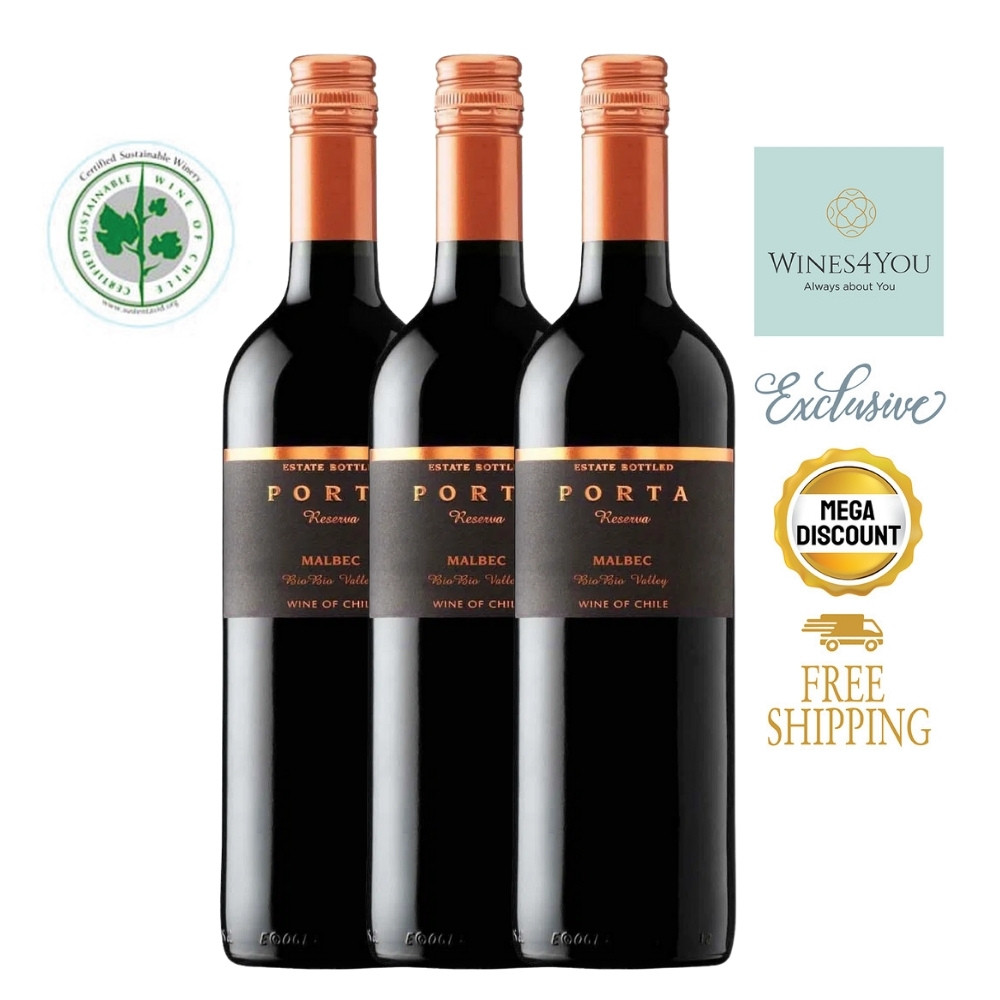 Porta Reserva Malbec Chile Red Wine 3btls Ctn Promo!